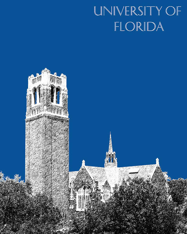 University Art Print featuring the digital art University of Florida - Royal Blue by DB Artist
