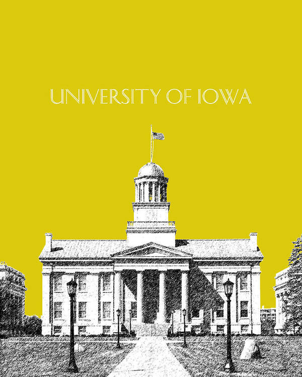 University Art Print featuring the digital art University of Iowa - Mustard Yellow by DB Artist