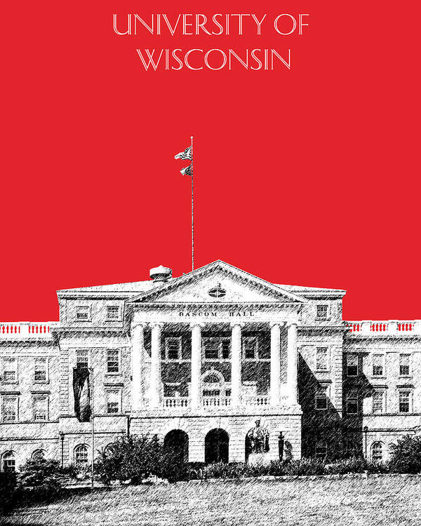 University Art Print featuring the digital art University of Wisconsin - Red by DB Artist
