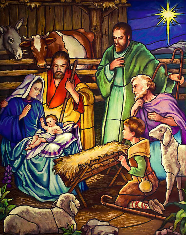 Nativity Art Print featuring the painting Unto Us A Son Is Given by Jean Hildebrant