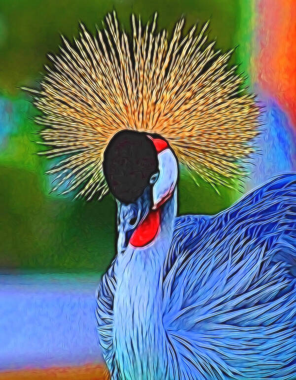 Crane Art Print featuring the mixed media Up Close and Personal by Pamela Walton