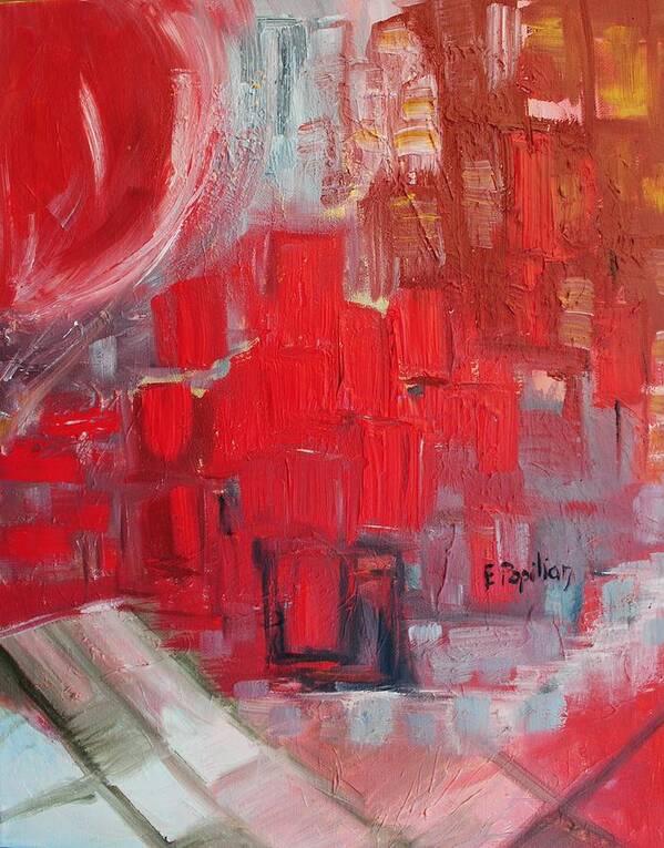 Abstract Art Print featuring the painting Urban View by Evelina Popilian