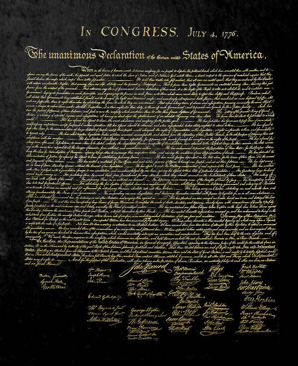 C7 Antique-vintage-retro Americana Art Print featuring the digital art U.S. Declaration of Independence in Gold on Black Velvet by Serge Averbukh