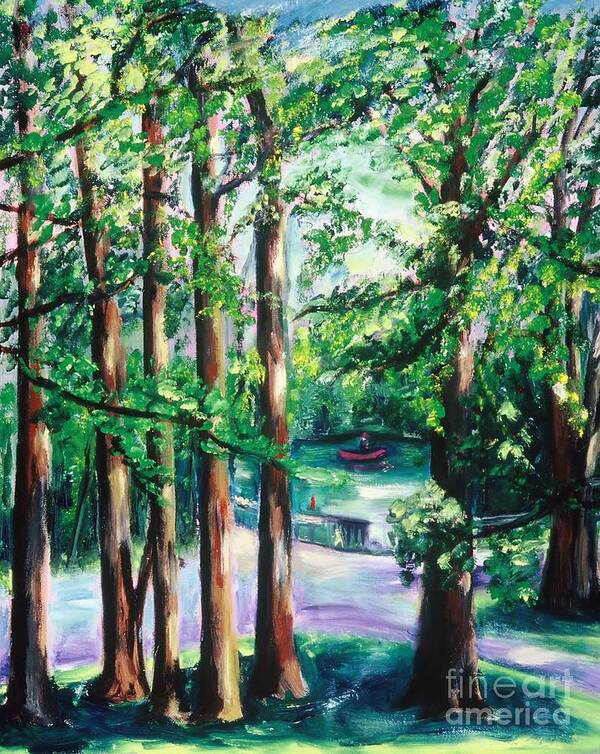 Oil Painting Art Print featuring the painting View of Woodside Lake by Karen Francis