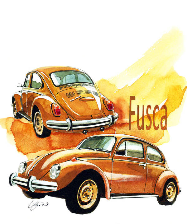 Vw Beetle 1300l Art Print featuring the painting VW Beetle by Yoshiharu Miyakawa