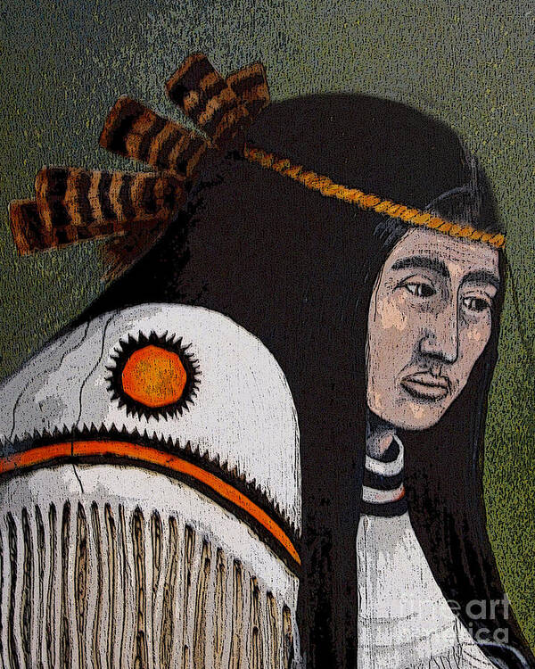 Passamaquoddy Art Print featuring the mixed media Wabanaki Warrior by Art MacKay