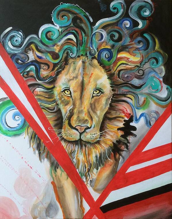 Lion Art Print featuring the painting Walk through the wild side by Erik Franco