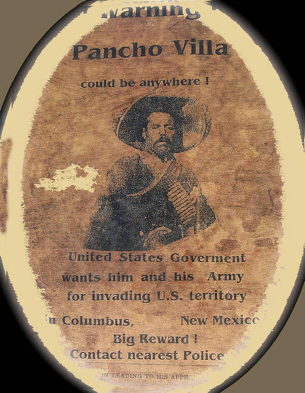 Wanted Poster For Pancho Villa After Columbus New Mexico Raid Art Print featuring the photograph Wanted poster for Pancho Villa after Columbus New Mexico raid by David Lee Guss