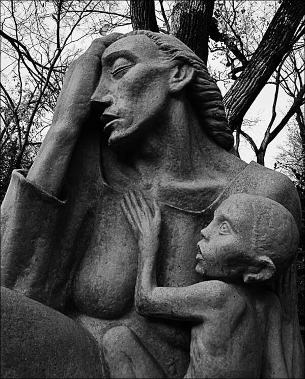 Charles Umlauf Art Print featuring the photograph War Mother by Charles Umlauf in Black and White by Gia Marie Houck