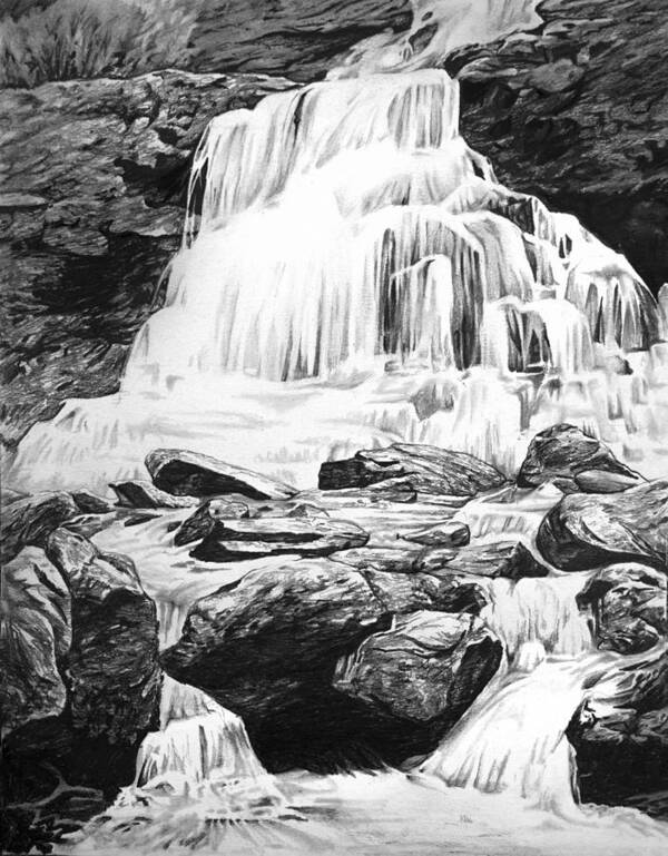 Waterfall Art Print featuring the drawing Waterfall by Aaron Spong