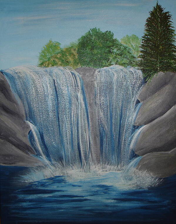 Waterfall Art Print featuring the painting Waterfall by Angie Butler