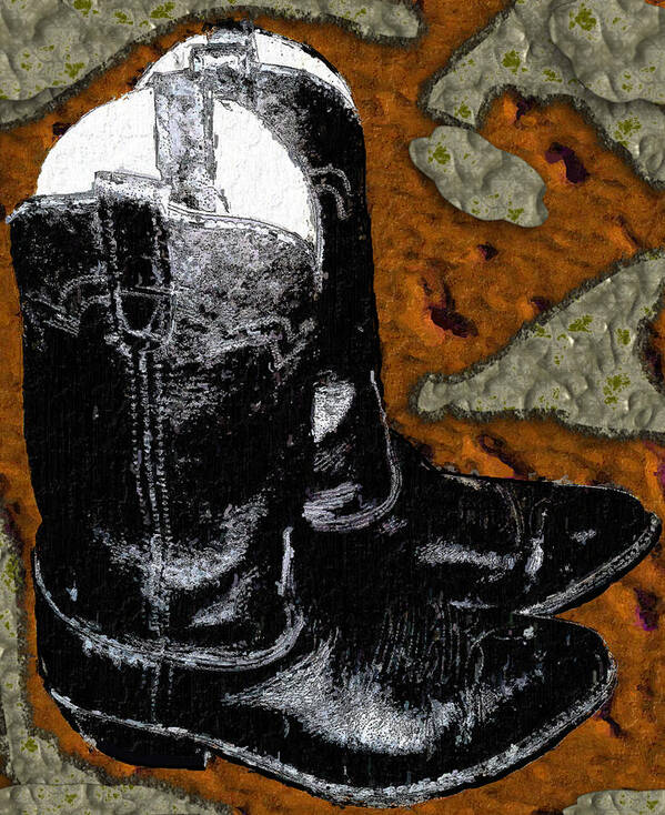 Cowboy Boots Art Print featuring the painting Weary Traveler's End by Pharris Art