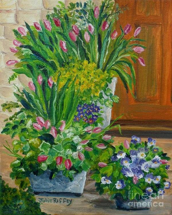 Potted Plants Art Print featuring the painting Welcome Home by Julie Brugh Riffey