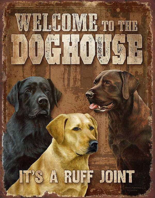 Nigel Hemmin Art Print featuring the painting Welcome To The Dog House by JQ Licensing