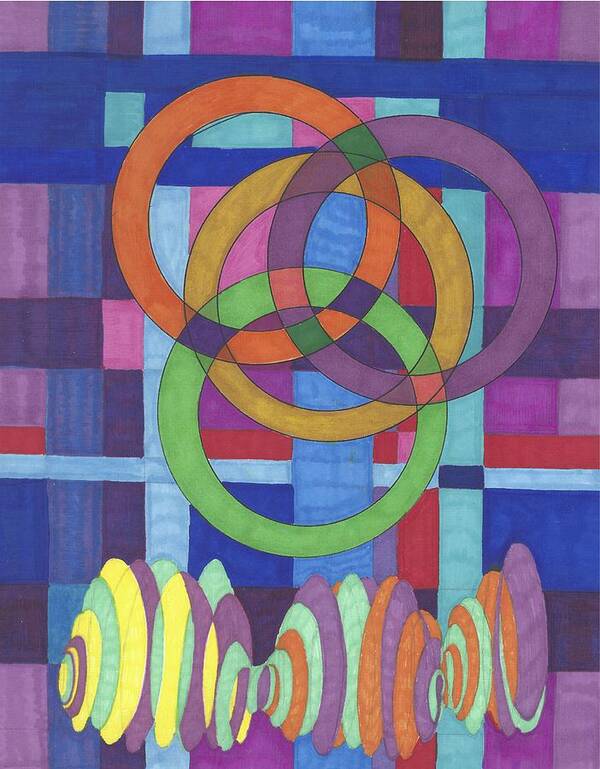 Rings Art Print featuring the drawing Where energy and matter meet 3 by Steve Sommers