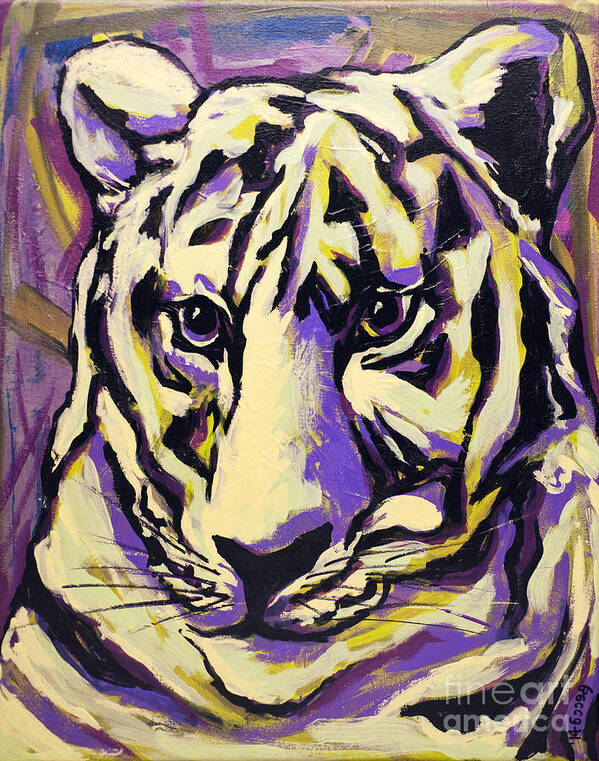 Tiger Art Print featuring the painting White Tiger Not by Rebecca Weeks