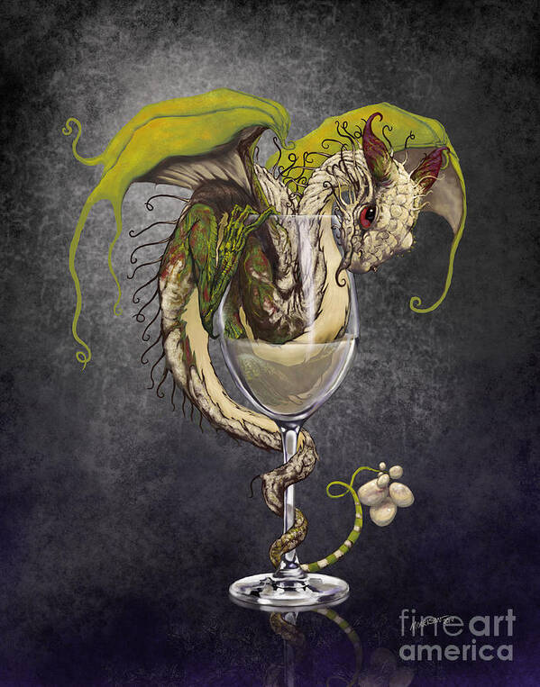 Dragon Art Print featuring the digital art White Wine Dragon by Stanley Morrison