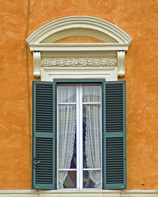 Ancient Art Print featuring the photograph Window of Rome with Green Wood Shutters by David Letts