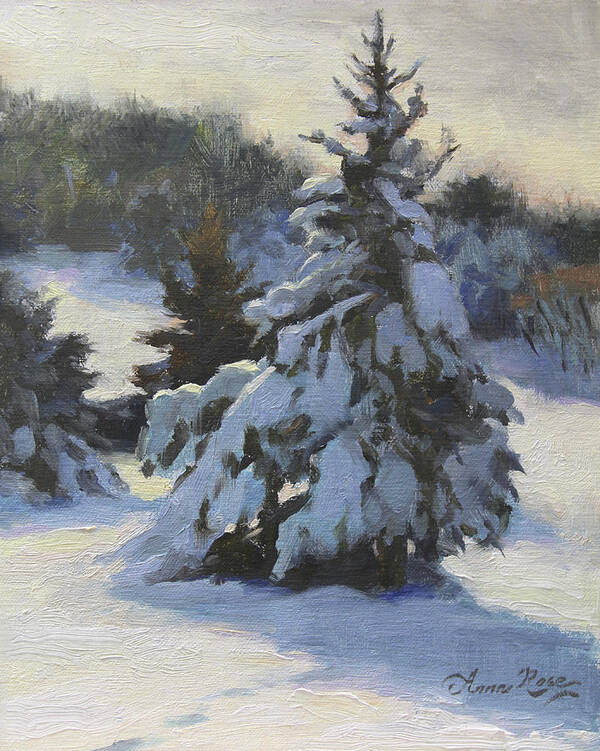Trees Art Print featuring the painting Winter Adornments by Anna Rose Bain