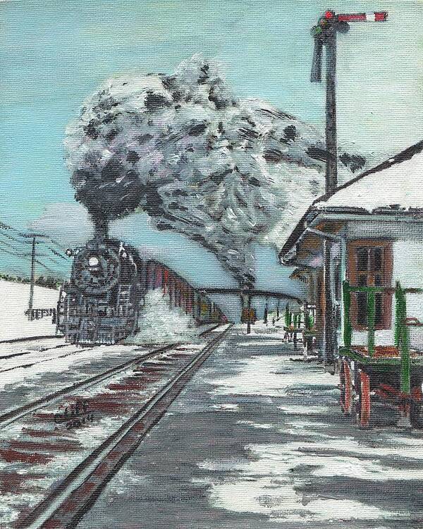 Trains Art Print featuring the painting Winter Freight by Cliff Wilson