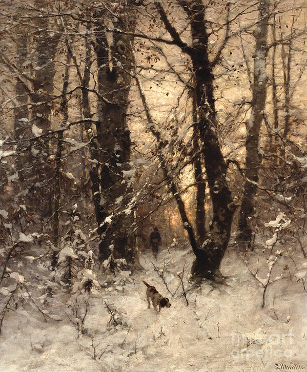 Winter Art Print featuring the painting Winter Twilight by Ludwig Munthe