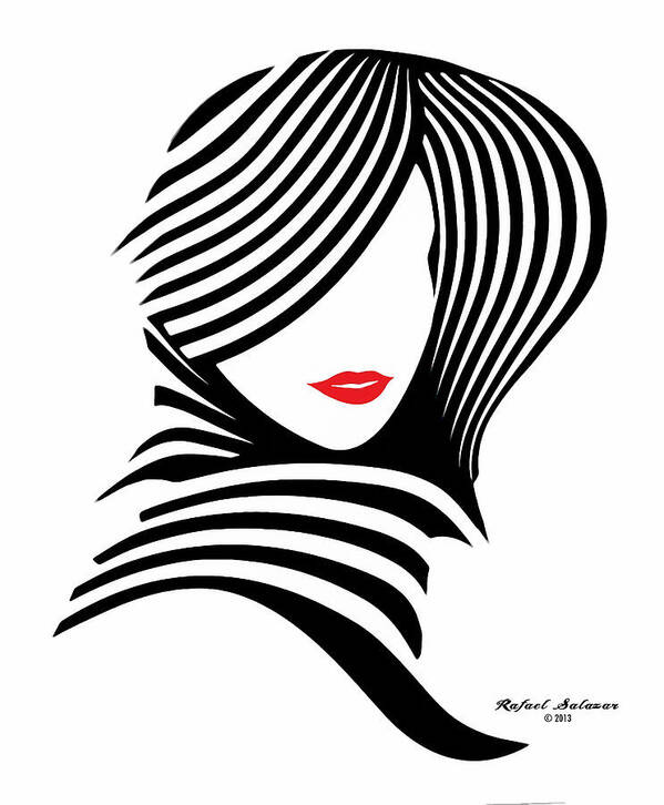 Black And White Art Print featuring the digital art Woman Chic in Black and White by Rafael Salazar