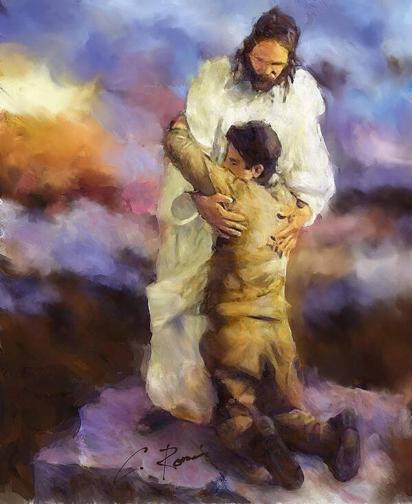 Jesus Art Print featuring the painting You Raise Me Up by Charlie Roman