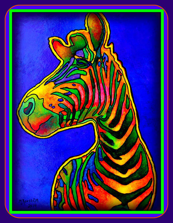 Zebra Art Print featuring the painting Zeke the Zany Zebra by MarvL Roussan