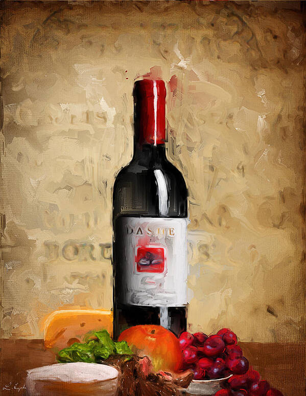 Wine Art Print featuring the painting Zinfandel IV by Lourry Legarde