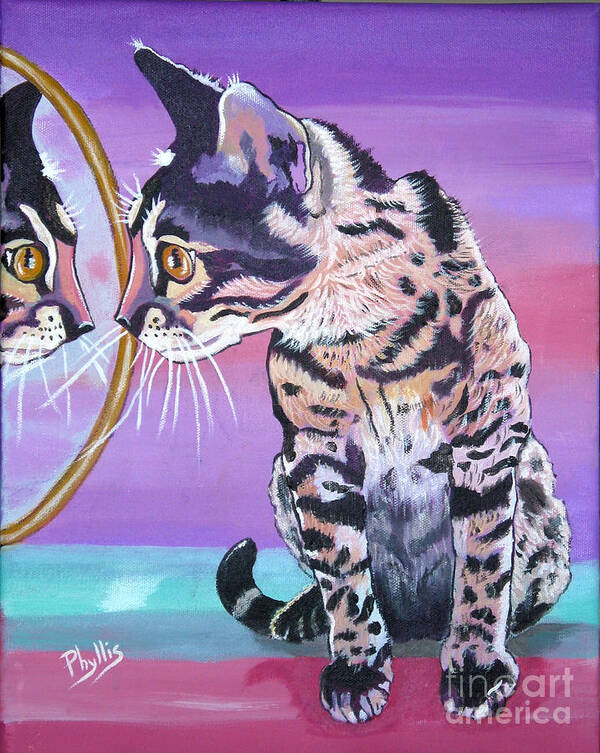 Bengal Kitten Art Print featuring the painting Kitten Image #1 by Phyllis Kaltenbach