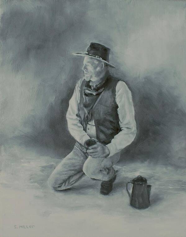 Cowboy Art Print featuring the painting One More Cup #1 by Sylvia Miller