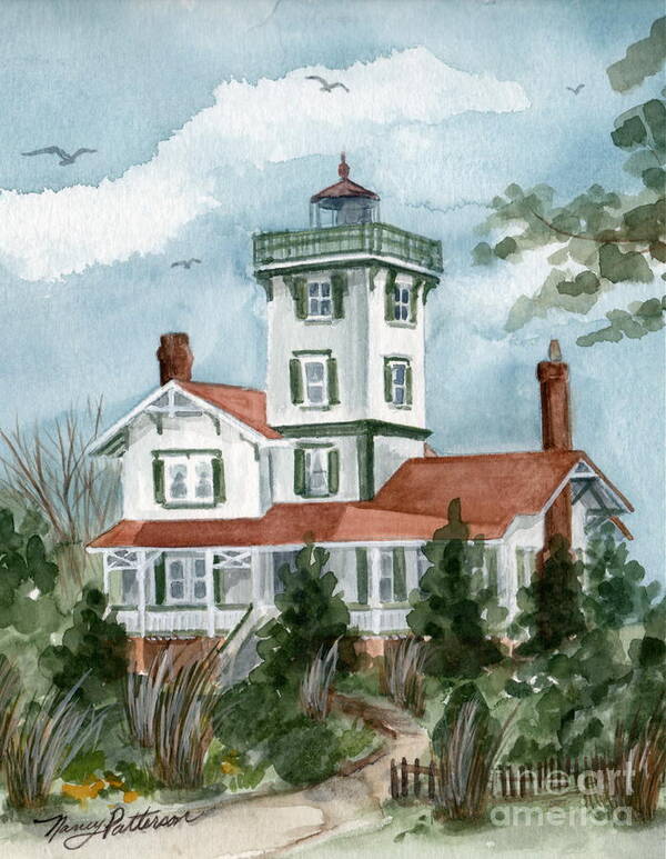 Hereford Inlet Lighthouse Art Print featuring the painting Almost Spring at Hereford Inlet Light by Nancy Patterson