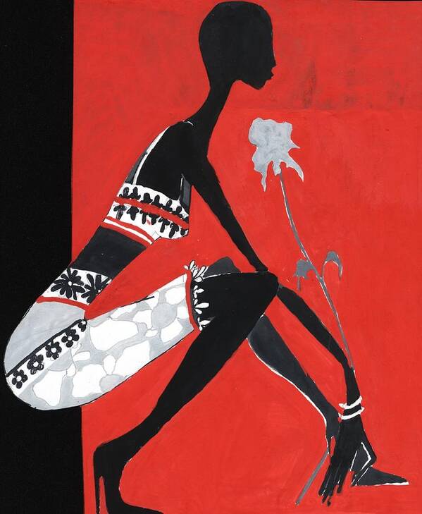 Black Art Print featuring the painting Black woman by Maya Manolova