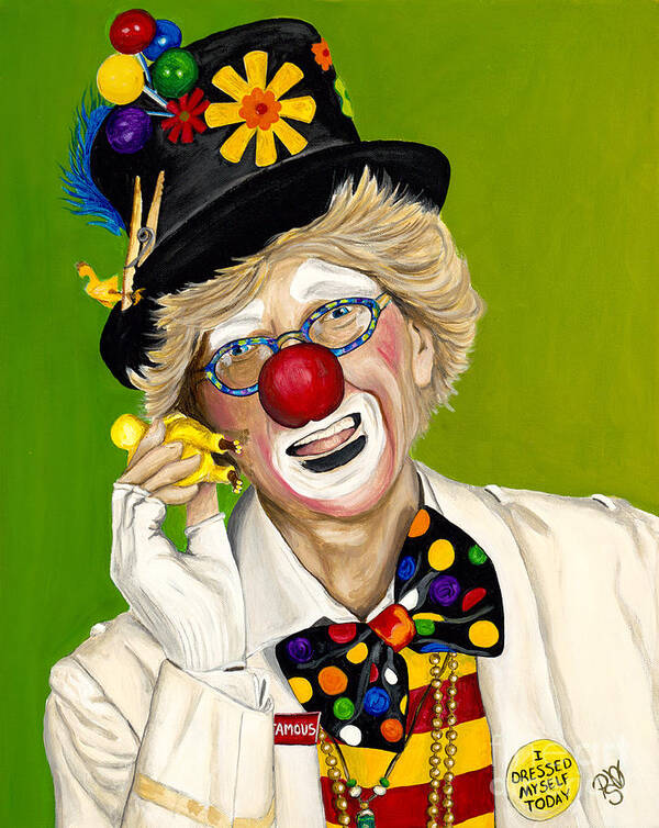Clown Art Print featuring the painting Careful the Clown by Patty Vicknair