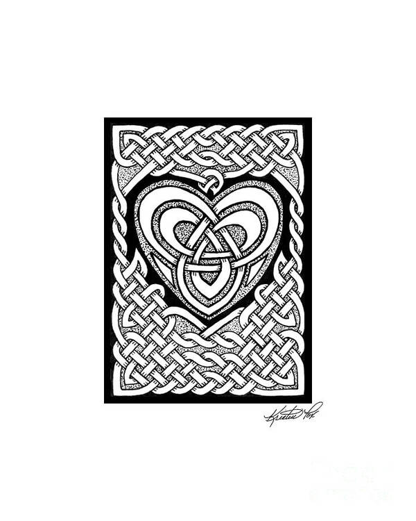 Artoffoxvox Art Print featuring the drawing Celtic Knotwork Heart by Kristen Fox