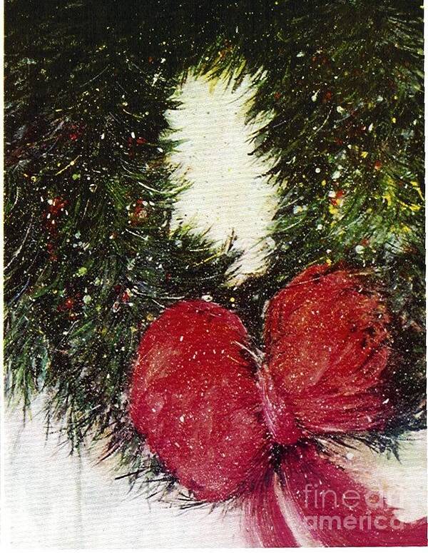 Holiday Christmas Wreath Cards Art Print featuring the painting Christmas Wreath by Pati Pelz