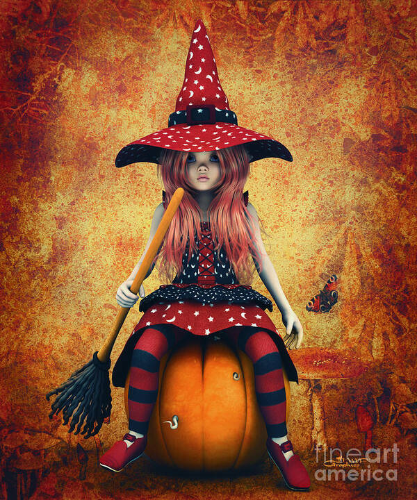 3d Art Print featuring the digital art Cutest Little Witch by Jutta Maria Pusl