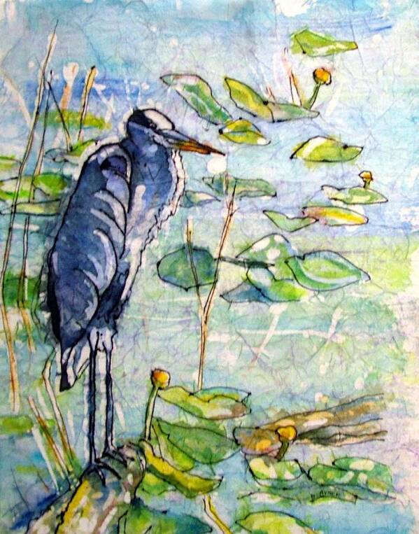 Landscape Art Print featuring the painting Everglades Heron by Gloria Avner