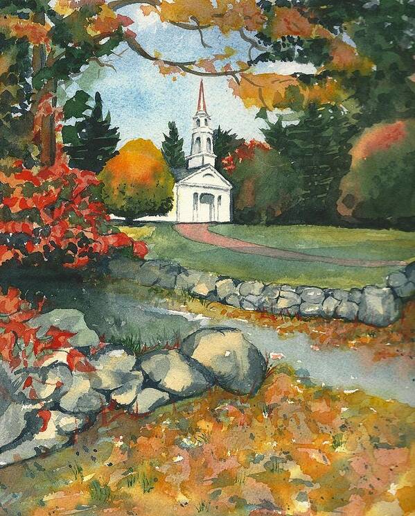 Landscape Art Print featuring the painting Fall at Martha-Mary Chapel - Sudbury by Lynn Babineau