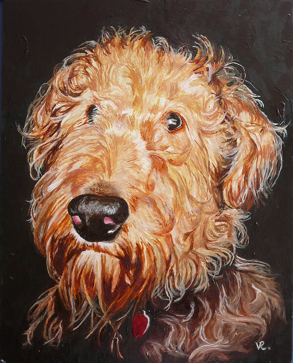 Puppy Art Print featuring the painting Fonzie by Vic Ritchey