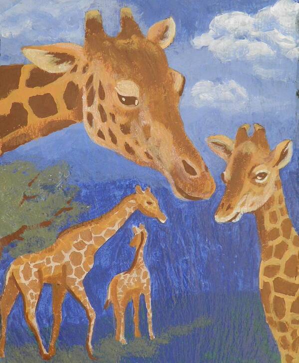 Giraffe Art Print featuring the painting Giraffes by Sharon Casavant