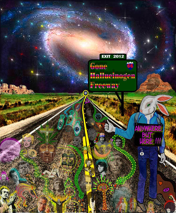 Sixties Culture Art Print featuring the mixed media Gone Hallucinogen Highway by Myztico Campo