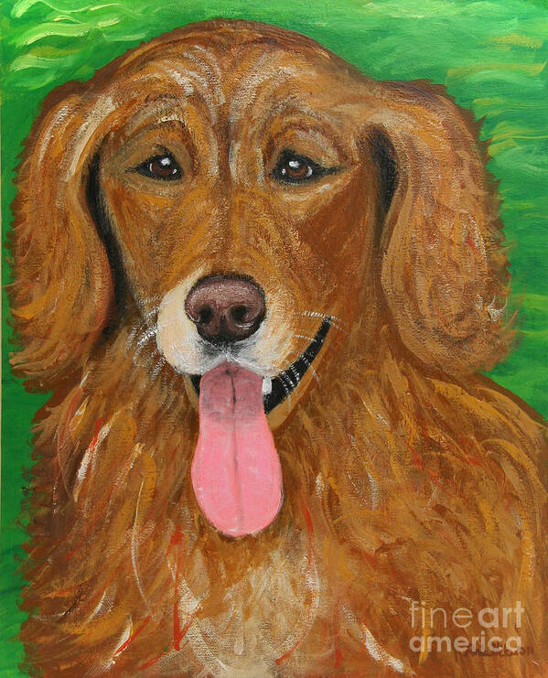 Golden Retriever Painting Art Print featuring the painting Joyfully by Ania M Milo