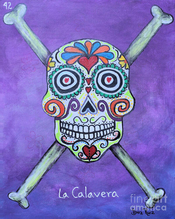 Day Of The Dead Art Print featuring the painting La Calavera by Sonia Flores Ruiz