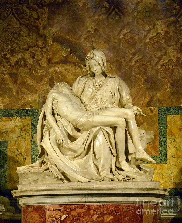 Jesus Art Print featuring the photograph La Pieta by Michelangelo by Nancy Bradley