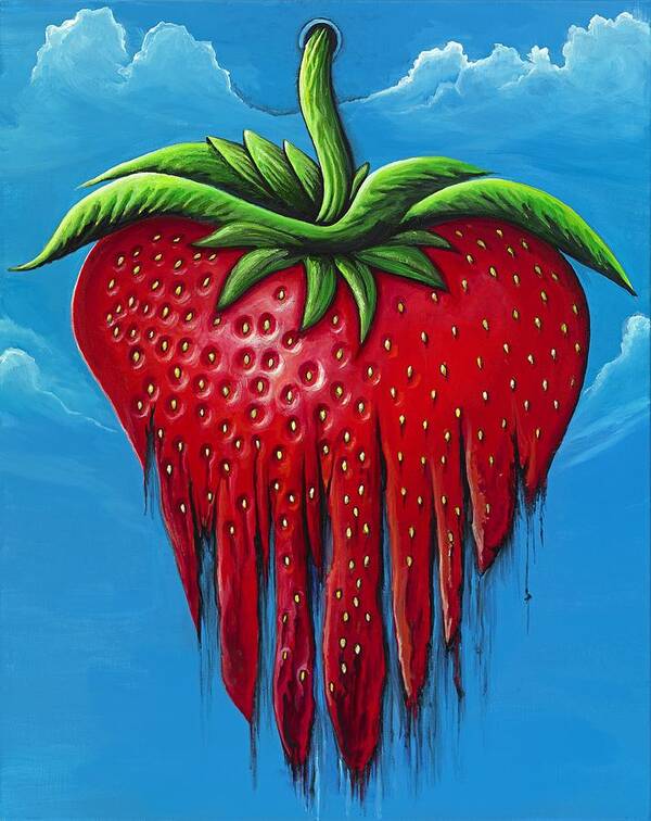 Strawberry Art Print featuring the painting Love Hurts by David Junod