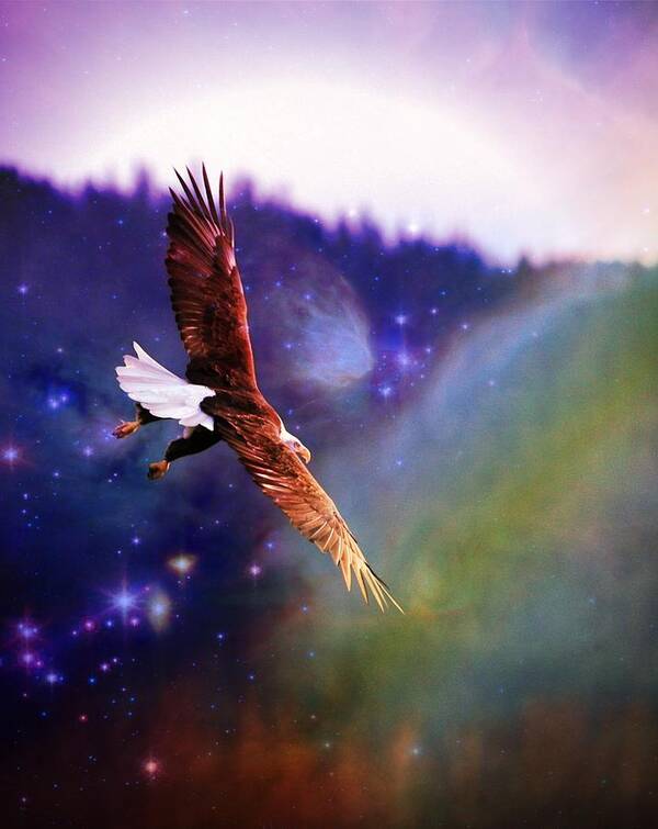 Bald Eagle Art Print featuring the digital art Magical moment 2 by Carrie OBrien Sibley