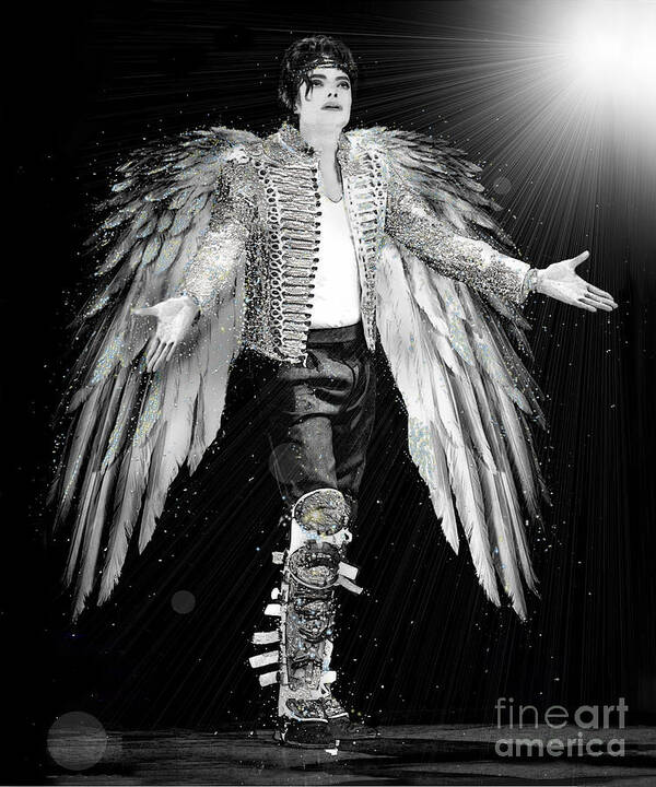 Michael Jackson Art Print featuring the digital art Michael King of Angels by Karine Percheron-Daniels