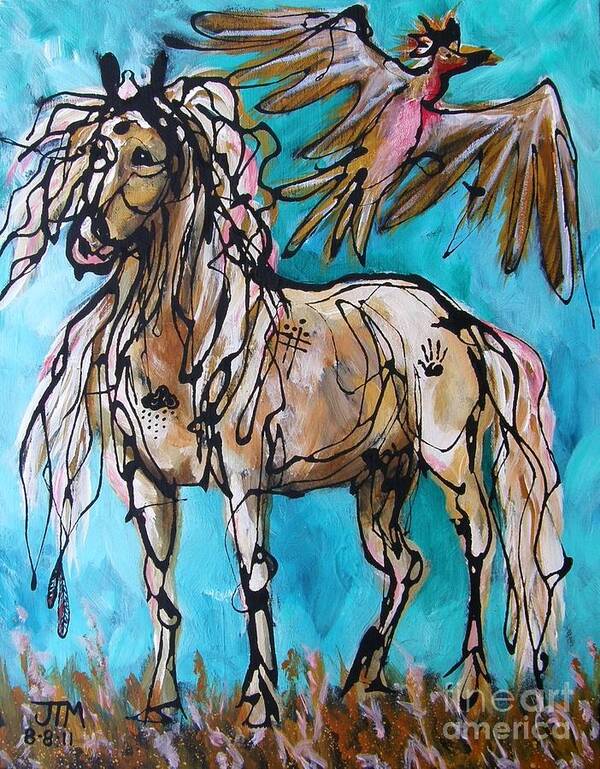 Horse Art Print featuring the painting Native Rain Flyer by Jonelle T McCoy