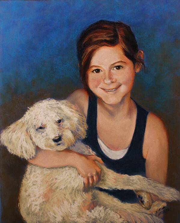 Portrait Art Print featuring the painting Nicole and Joey by Peggy Wrobleski